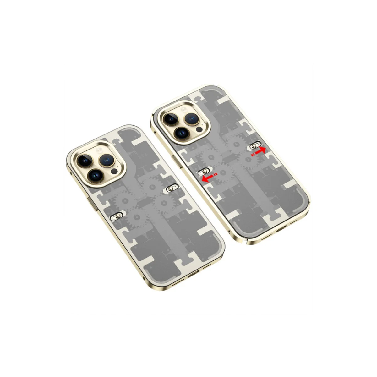 iPhone 13 Pro Kılıf Mekanik Bumper Kapak - Gold