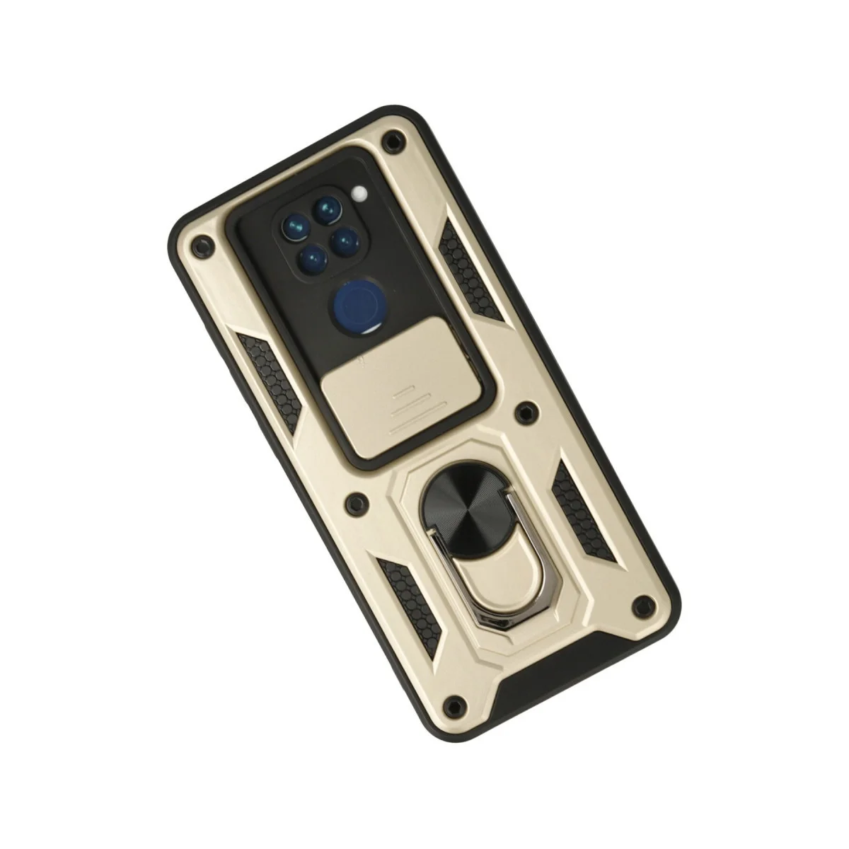 Redmi Note 9 Kılıf Pars Lens Yüzüklü Silikon - Gold