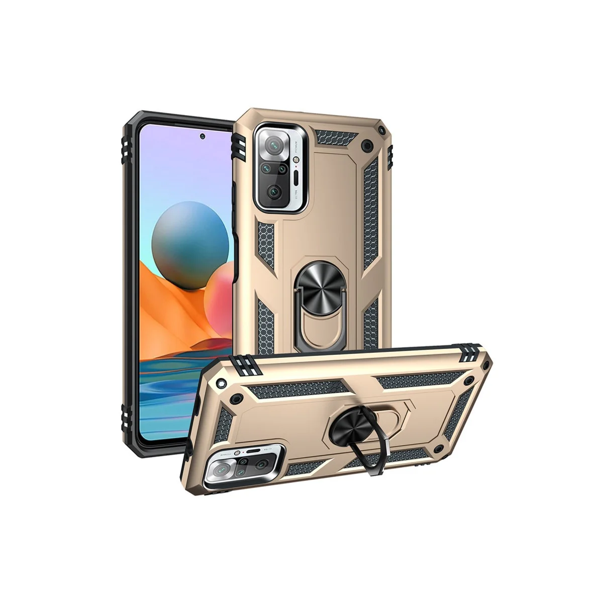 Redmi Note 10 Pro Kılıf Sofya Yüzüklü Silikon Kapak - Gold