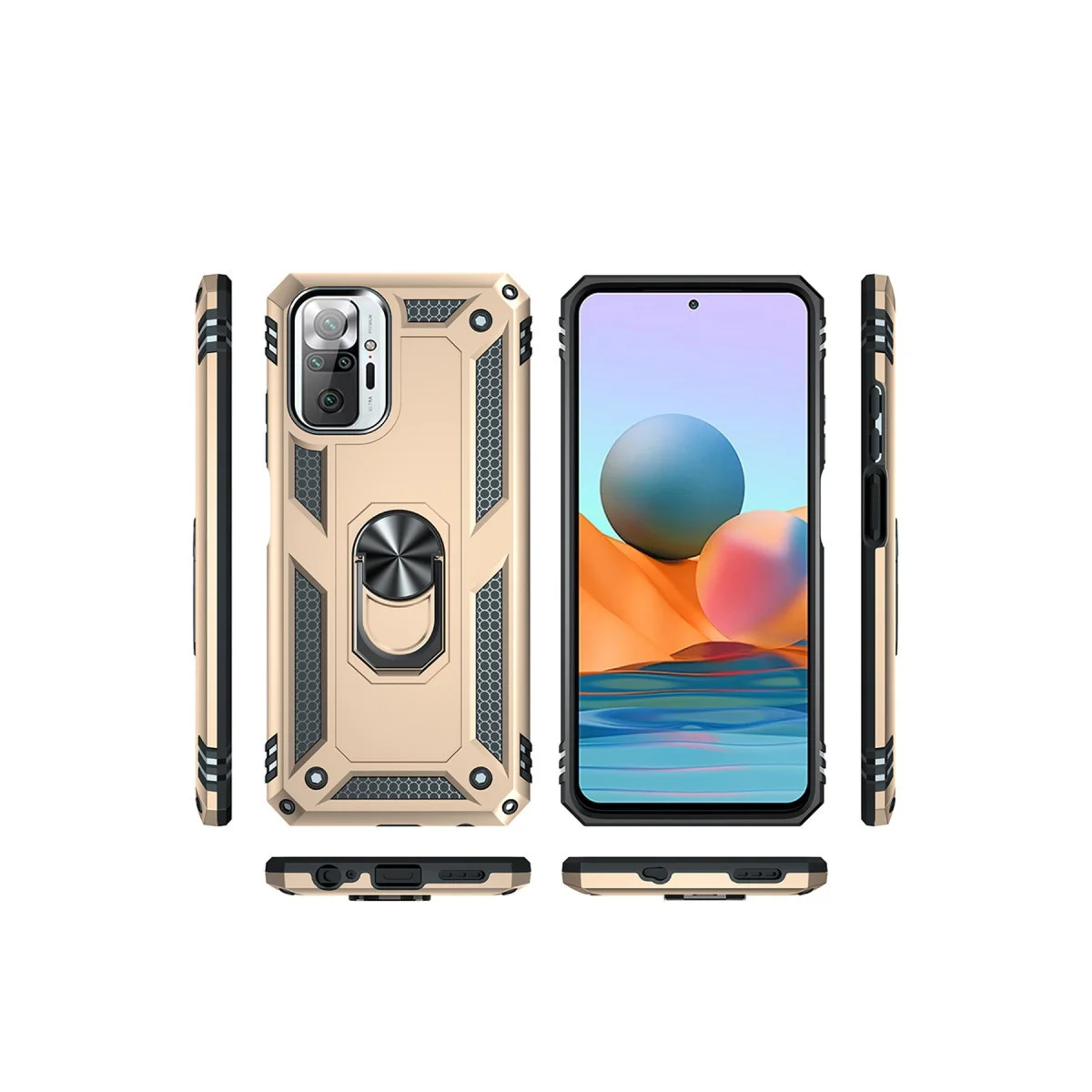 Redmi Note 10 Pro Kılıf Sofya Yüzüklü Silikon Kapak - Gold