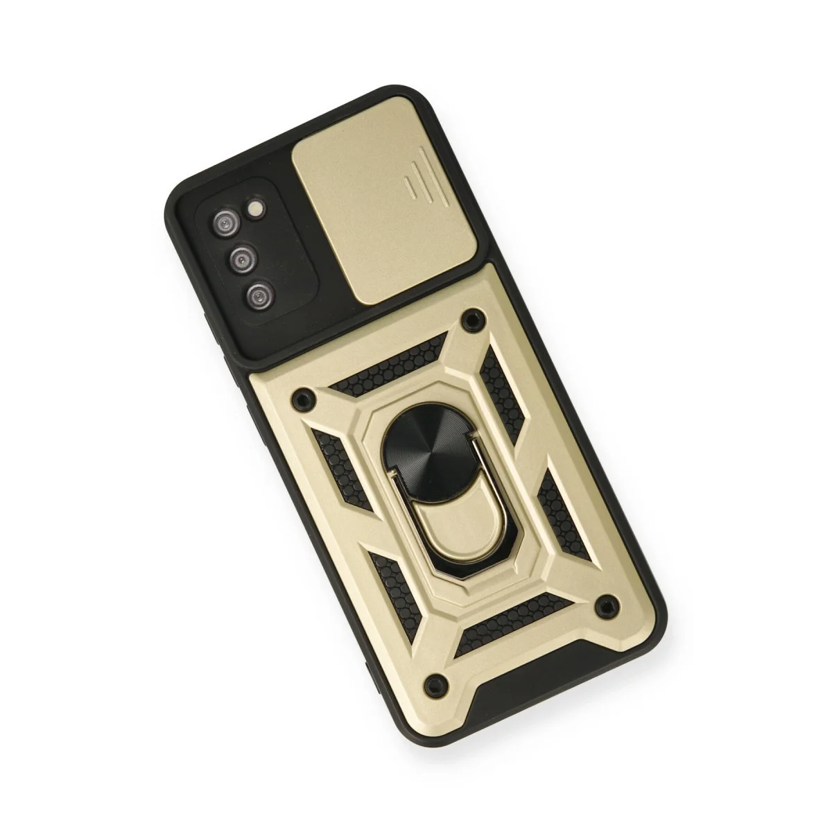 Galaxy A03S Kılıf Pars Lens Yüzüklü Silikon - Gold
