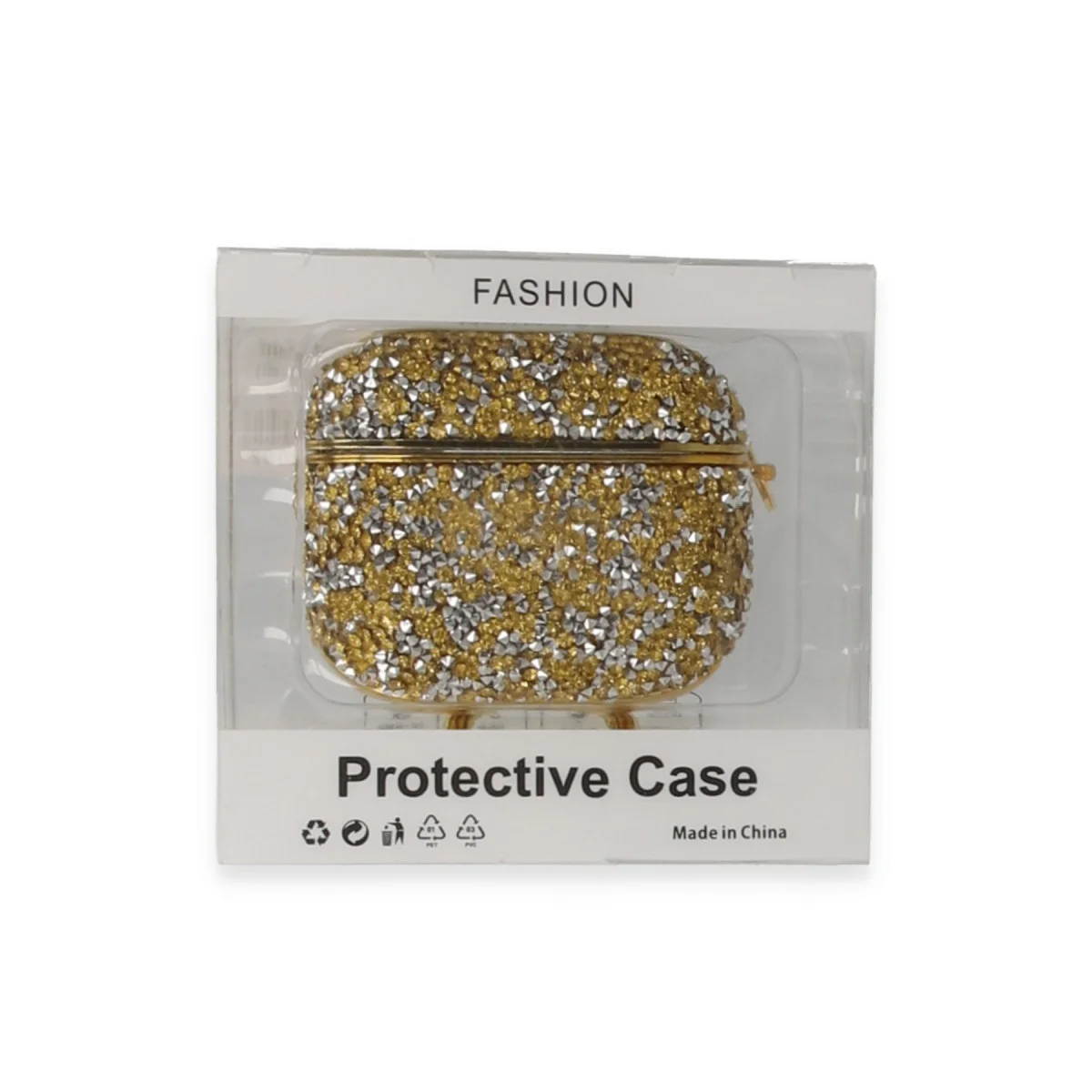 Airpods Pro (1.nesil) Mira Taşlı Kılıf - Gold