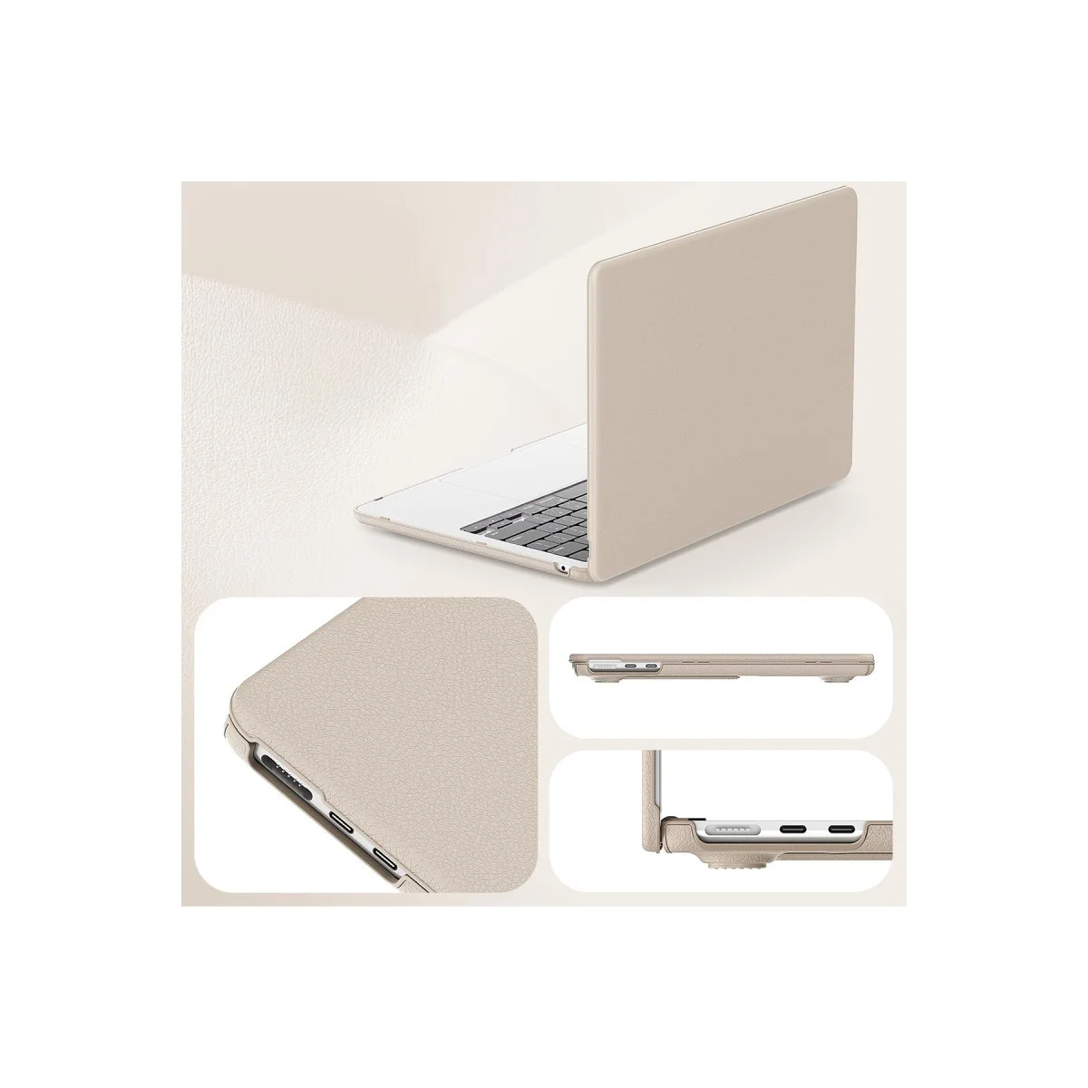 Macbook Pro 14 2021 Macbook Deri Kapak - Gold