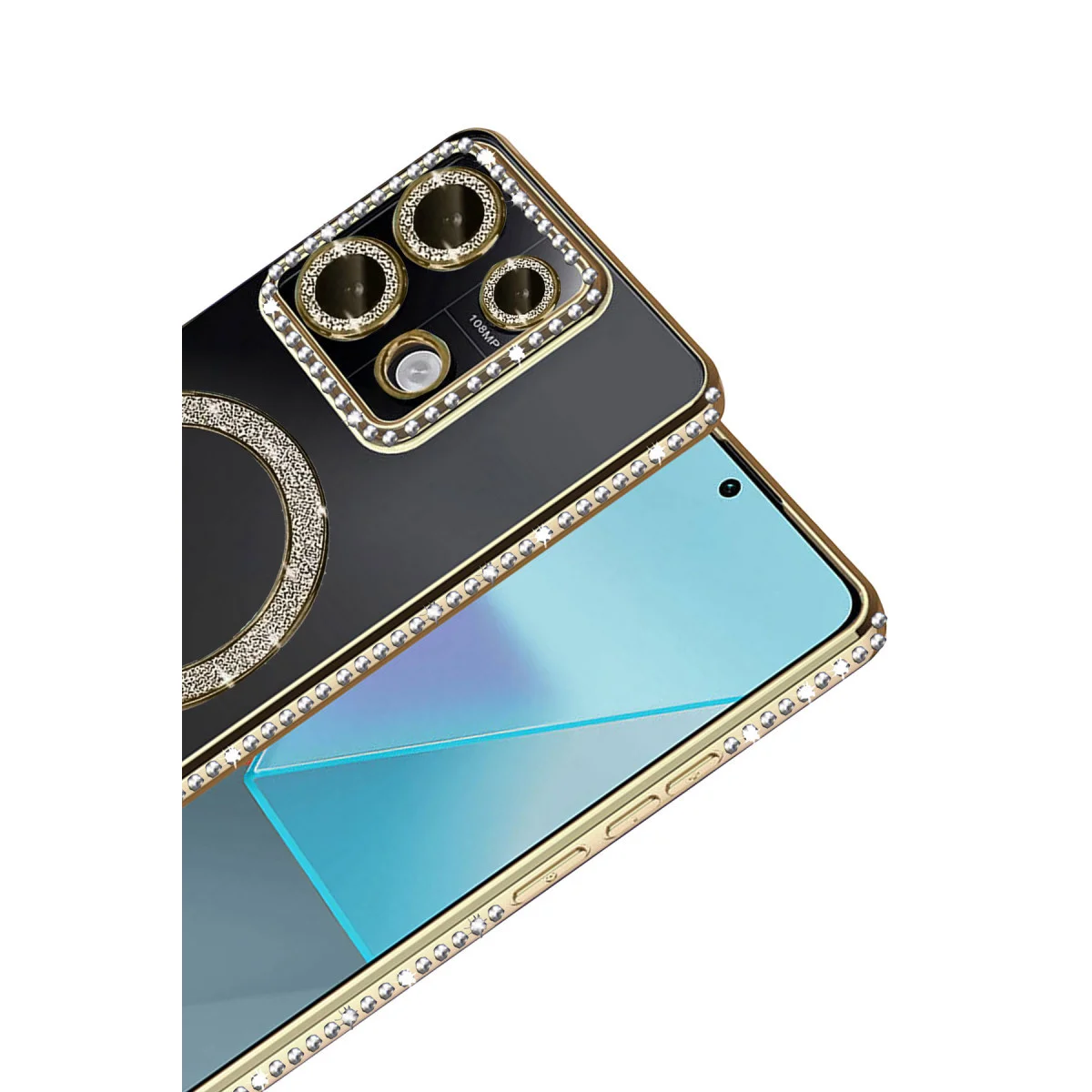 Redmi Note 13 Pro 4G Joke Simli Magneticsafe Kılıf - Gold