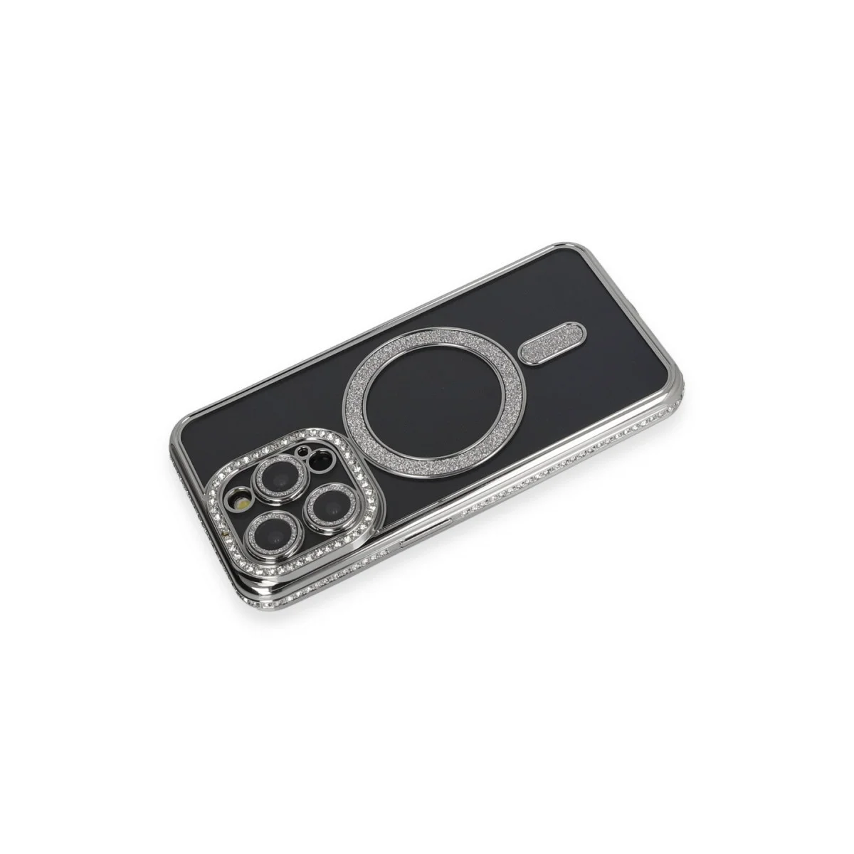 iPhone 14 Pro Max Kılıf Joke Simli Magneticsafe Kılıf - Gri