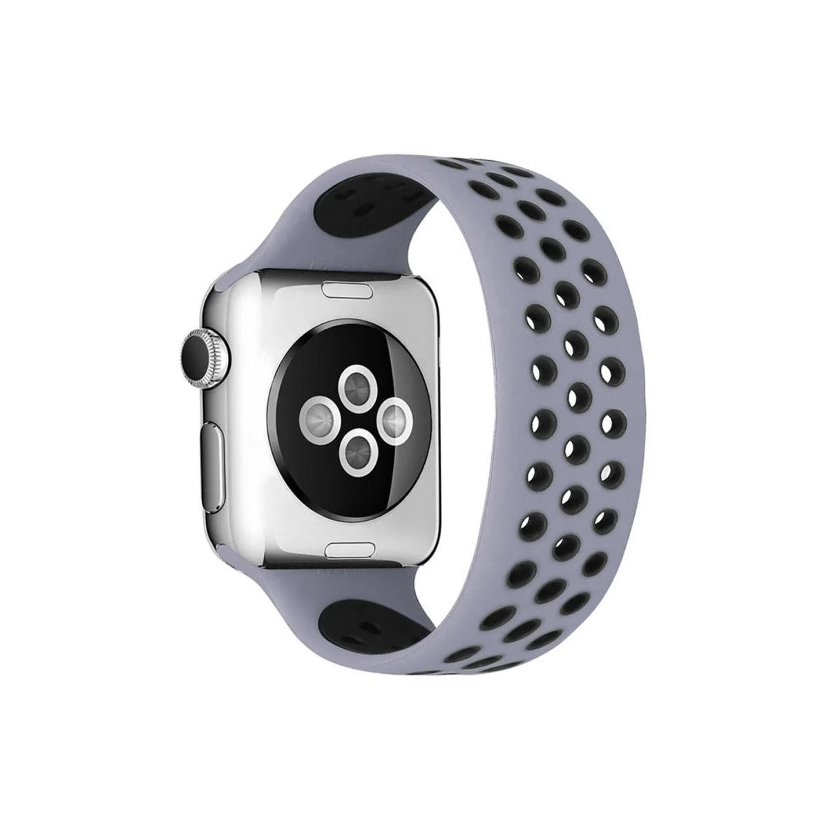 Watch 38mm Ayarlı Delikli Silikon Kordon - Gri-Siyah
