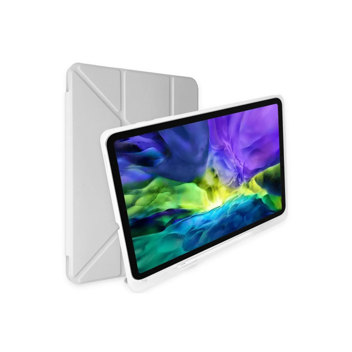 iPad Pro 12.9 (2021) Kılıf Kalemlikli Mars Tablet Kılıfı - Gri