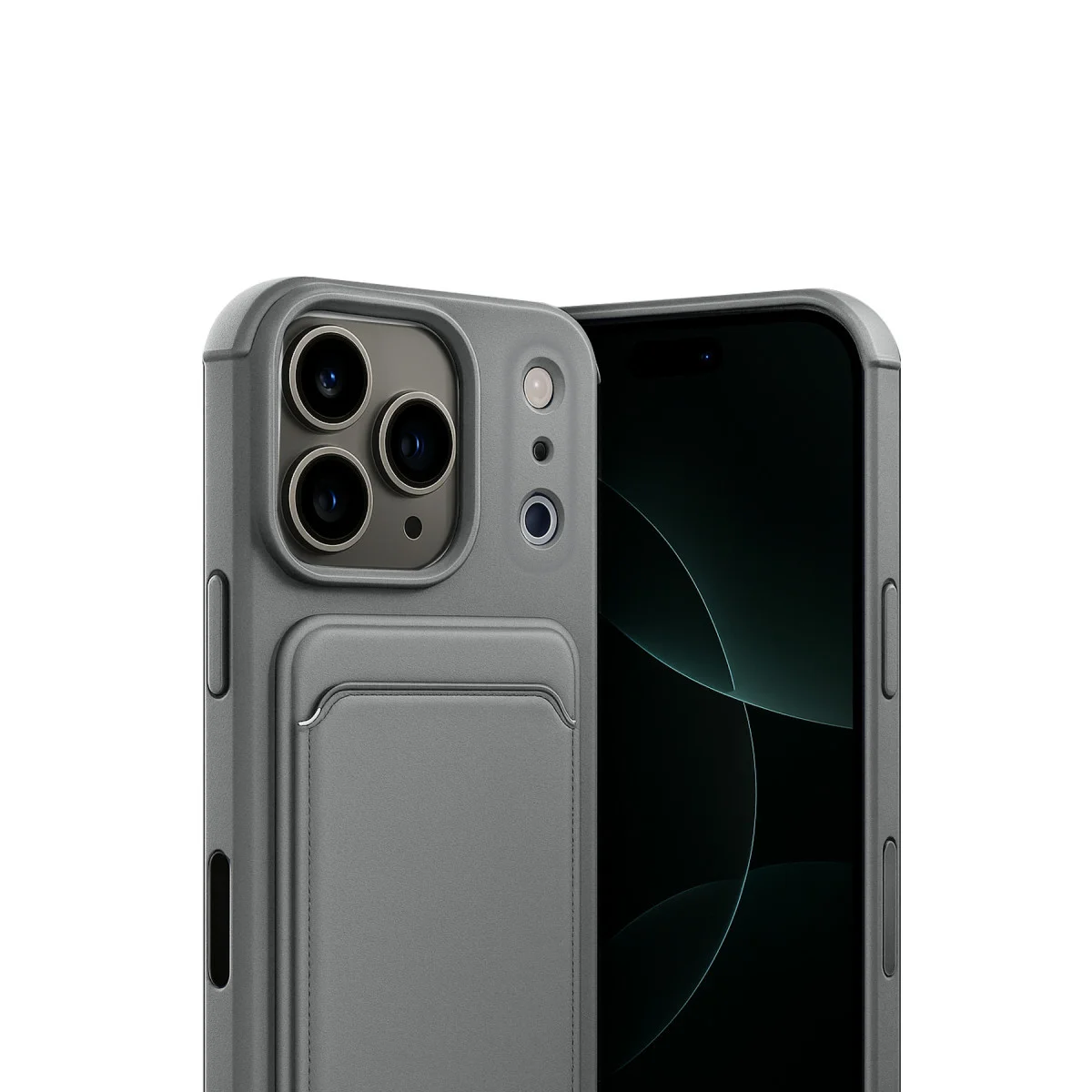 iPhone 17 Pro Kelvin Kartvizitli Silikon - Gri
