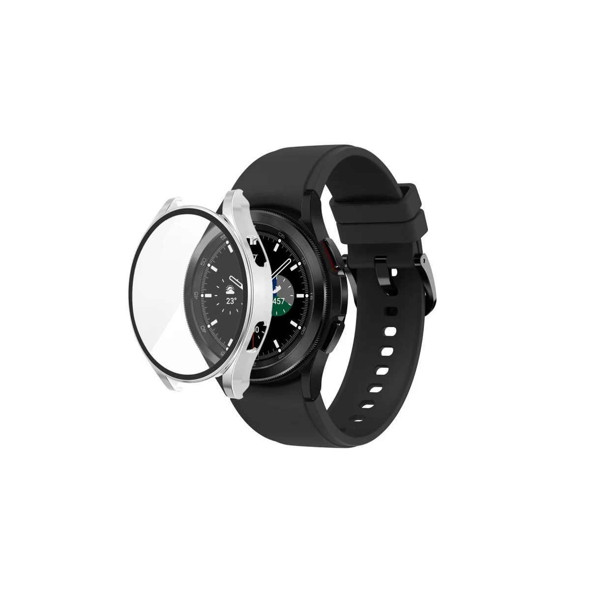 Watch 5 44mm Wall Camlı Kasa Ekran Koruyucu - Gümüş