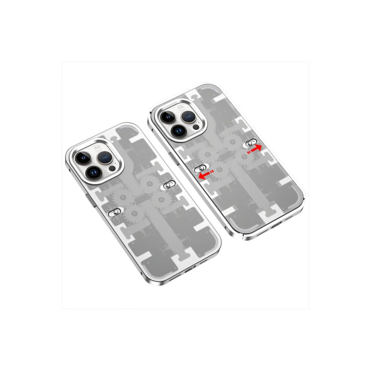 iPhone 13 Pro Max Kılıf Mekanik Bumper Kapak - Gümüş