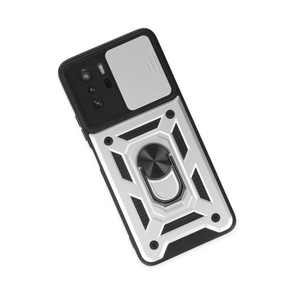 Poco X3 GT Kılıf Pars Lens Yüzüklü Silikon - Gümüş