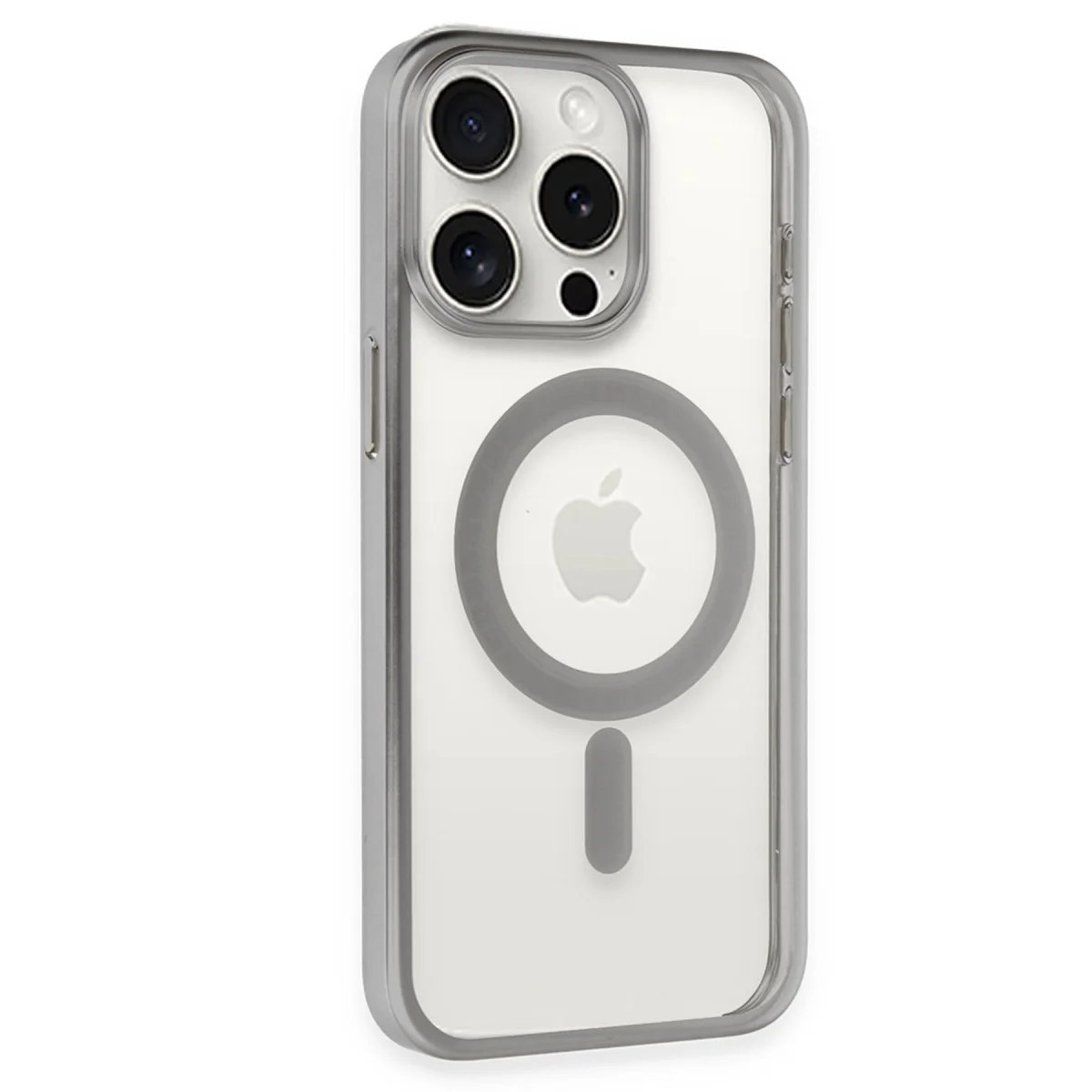 iPhone 15 Pro Max Kılıf Erozi Magsafe Kapak - Gümüş