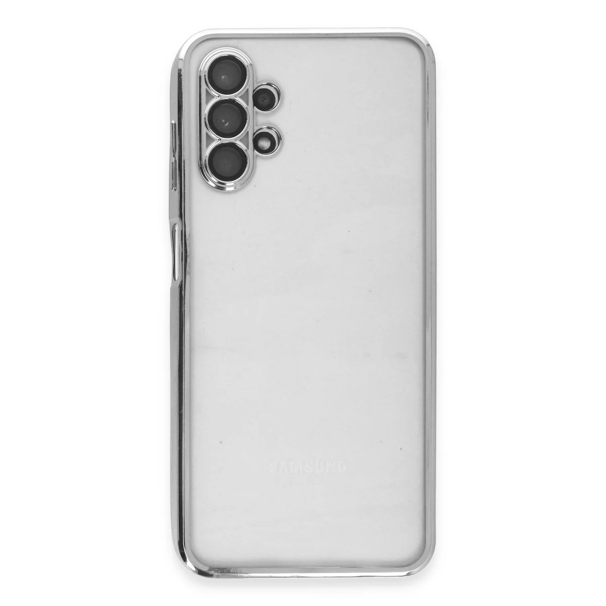 Galaxy A13 4G Kılıf Razer Lensli Silikon - Gümüş
