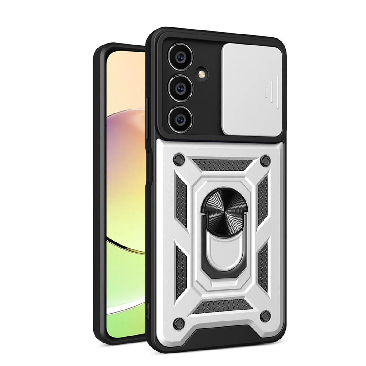 Galaxy A15 4G Kılıf Pars Lens Yüzüklü Silikon - Gümüş