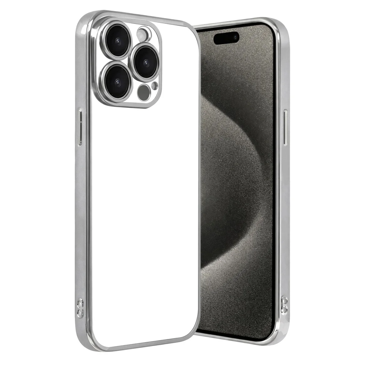 iPhone 15 Pro Max Razer Lensli Silikon - Gümüş