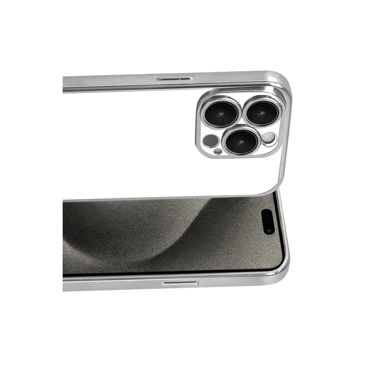 iPhone 15 Pro Max Razer Lensli Silikon - Gümüş