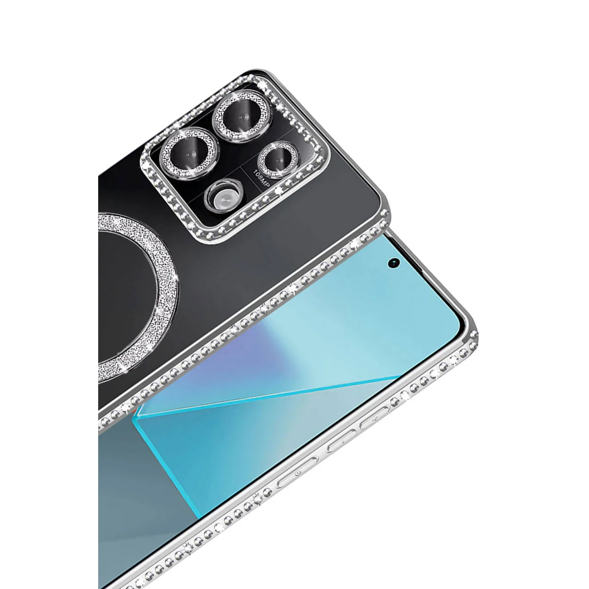 Redmi Note 13 Pro 4G Joke Simli Magneticsafe Kılıf - Gümüş