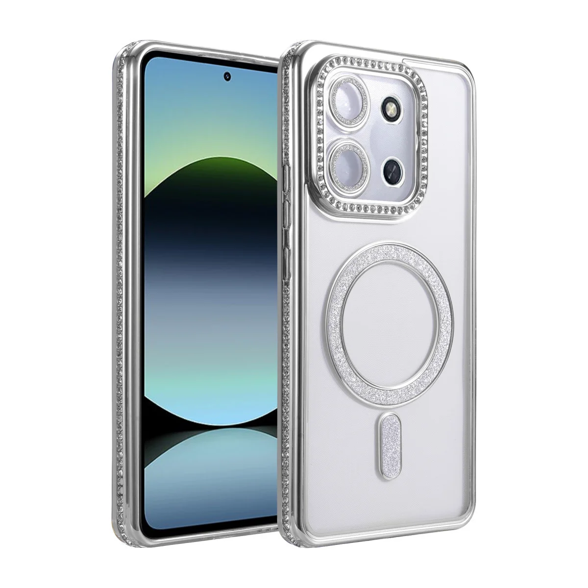 Redmi 15C 4G Joke Simli Magneticsafe Kılıf - Gümüş