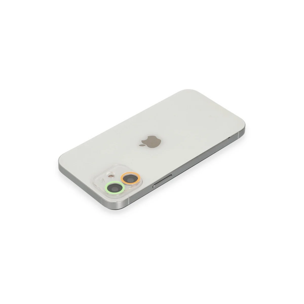 iPhone 12 Renkli Kamera Lens Koruma Cam - Turuncu-Yeşil