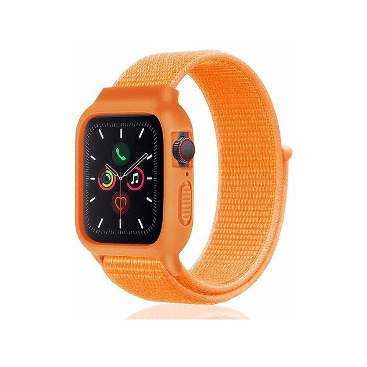 Watch 42mm Hasırlı Cırtcırtlı Kasalı Kordon - Turuncu