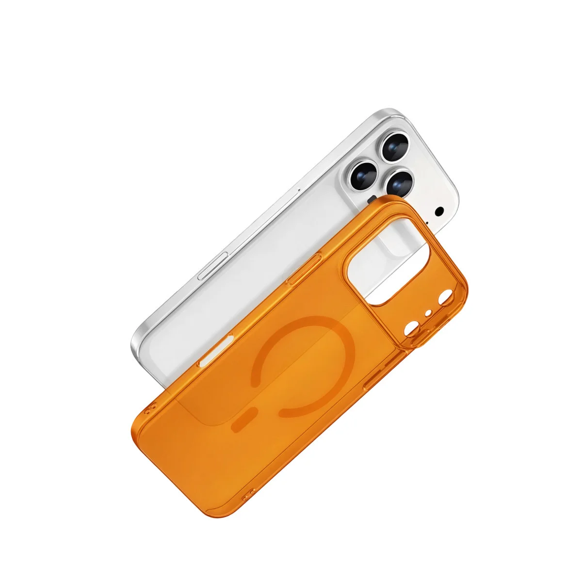 iPhone 17 Pro Combo Sert Şeffaf Magsafe Kapak - Turuncu