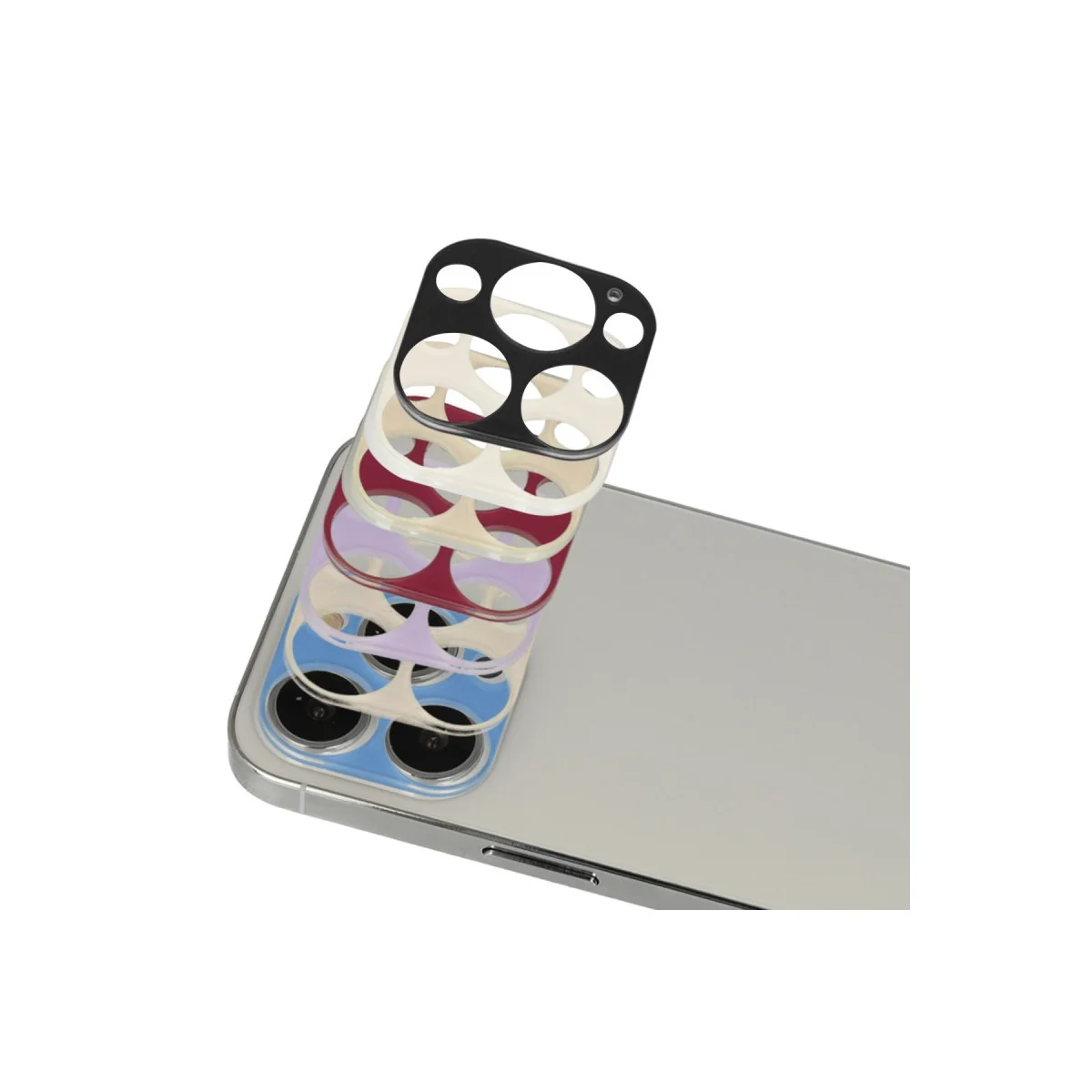 iPhone 13 Pro Max Rainbow Kamera Lens Koruma Cam - Beyaz