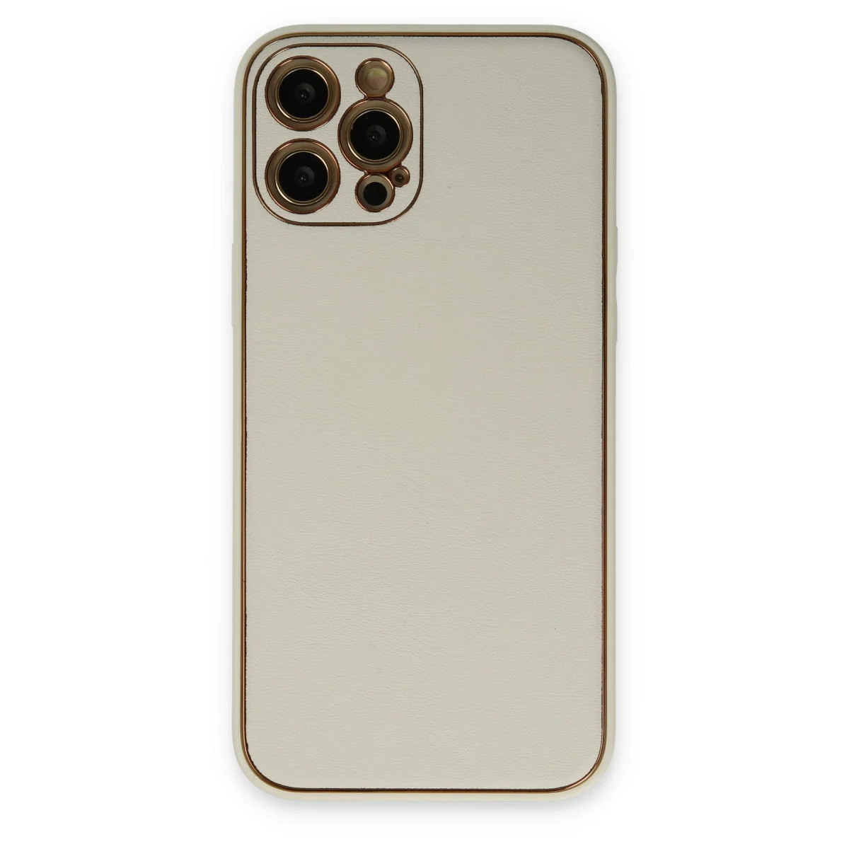 iPhone 12 Pro Max Kılıf Coco Deri Silikon Kapak - Beyaz