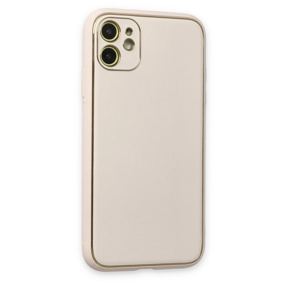 iPhone 12 Kılıf Coco Deri Silikon Kapak - Beyaz