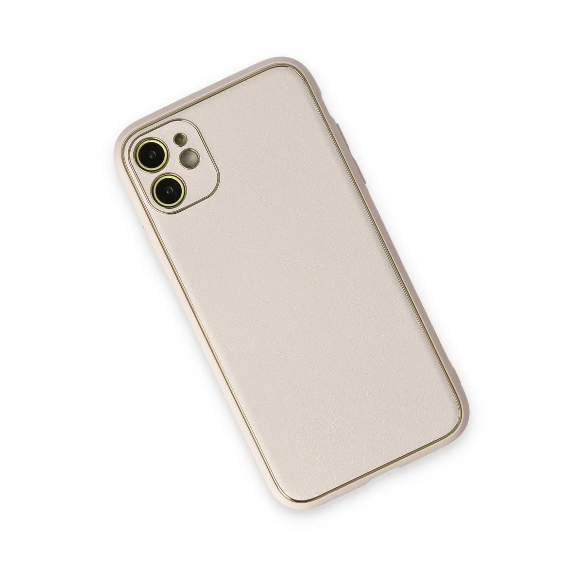 iPhone 12 Kılıf Coco Deri Silikon Kapak - Beyaz