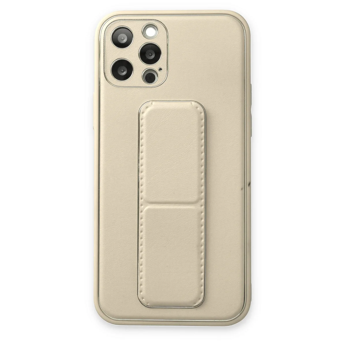 iPhone 12 Pro Kılıf Coco Deri Standlı Kapak - Beyaz