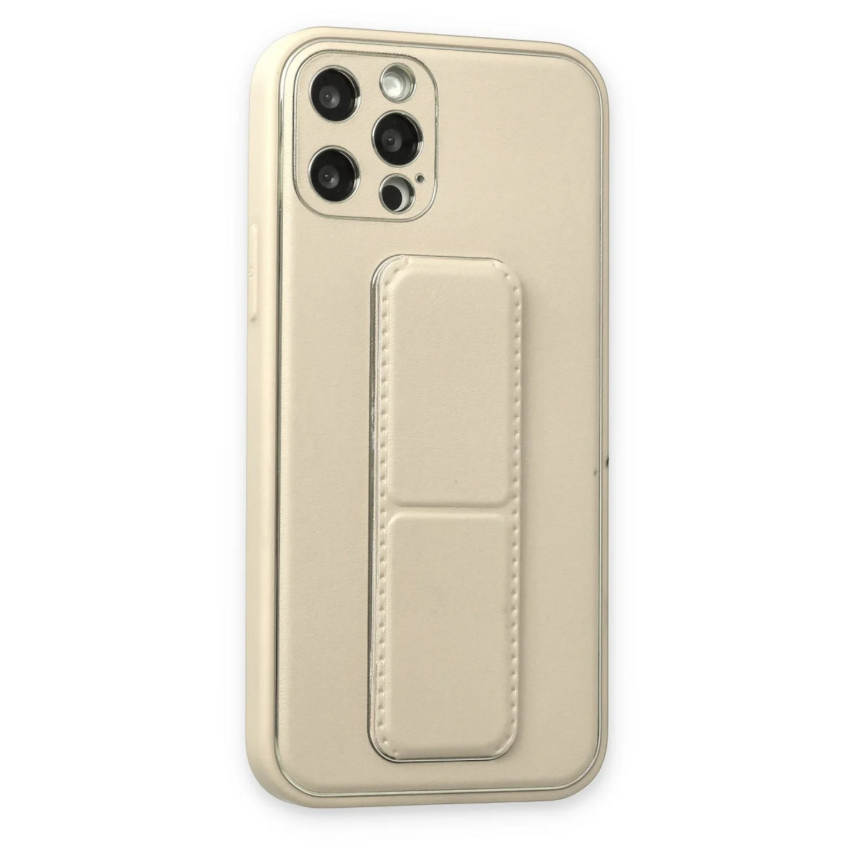 iPhone 12 Pro Kılıf Coco Deri Standlı Kapak - Beyaz