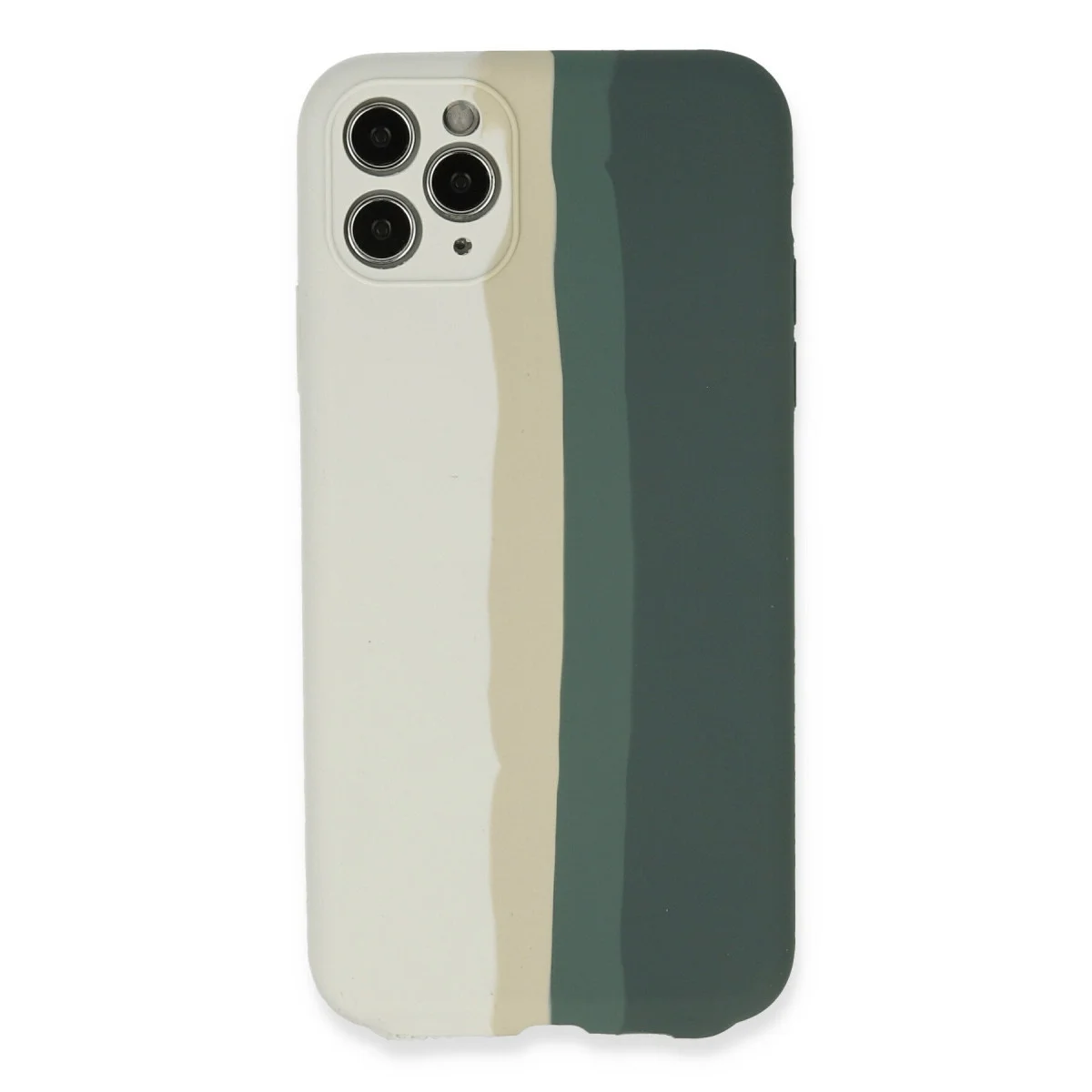 iPhone 11 Pro Kılıf Ebruli Lansman Silikon - Beyaz-Gri
