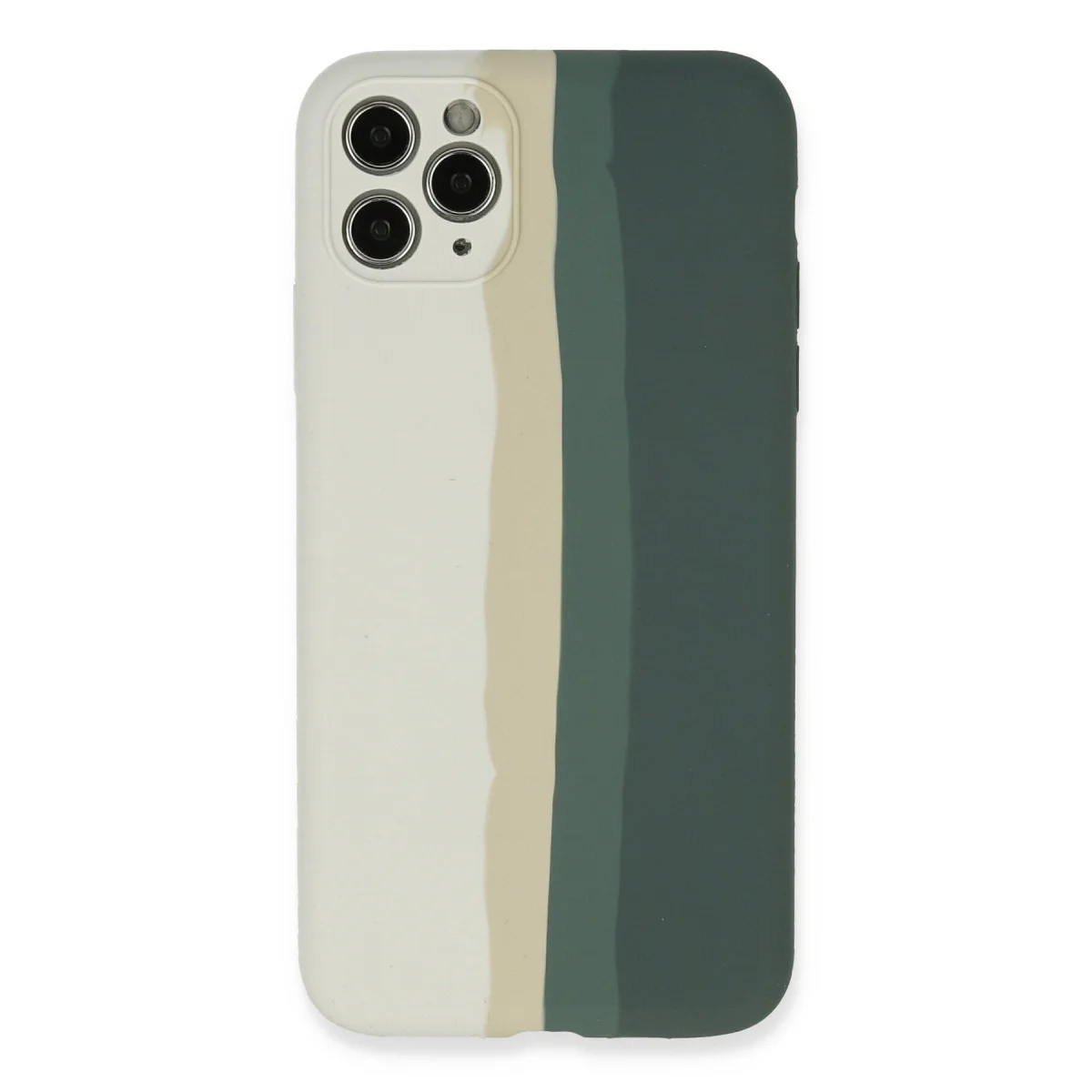 iPhone 11 Pro Kılıf Ebruli Lansman Silikon - Beyaz-Gri