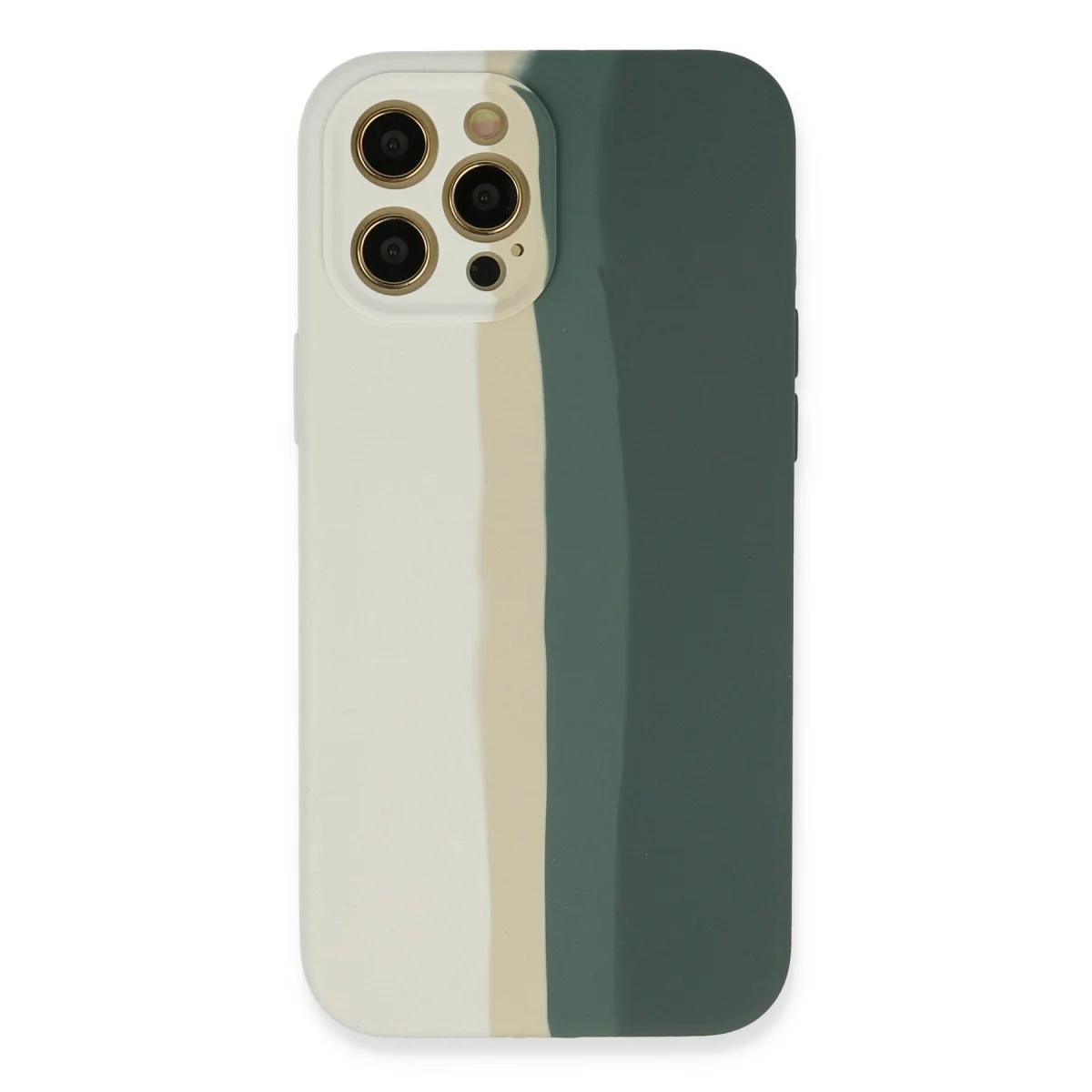 iPhone 12 Pro Kılıf Ebruli Lansman Silikon - Beyaz-Gri