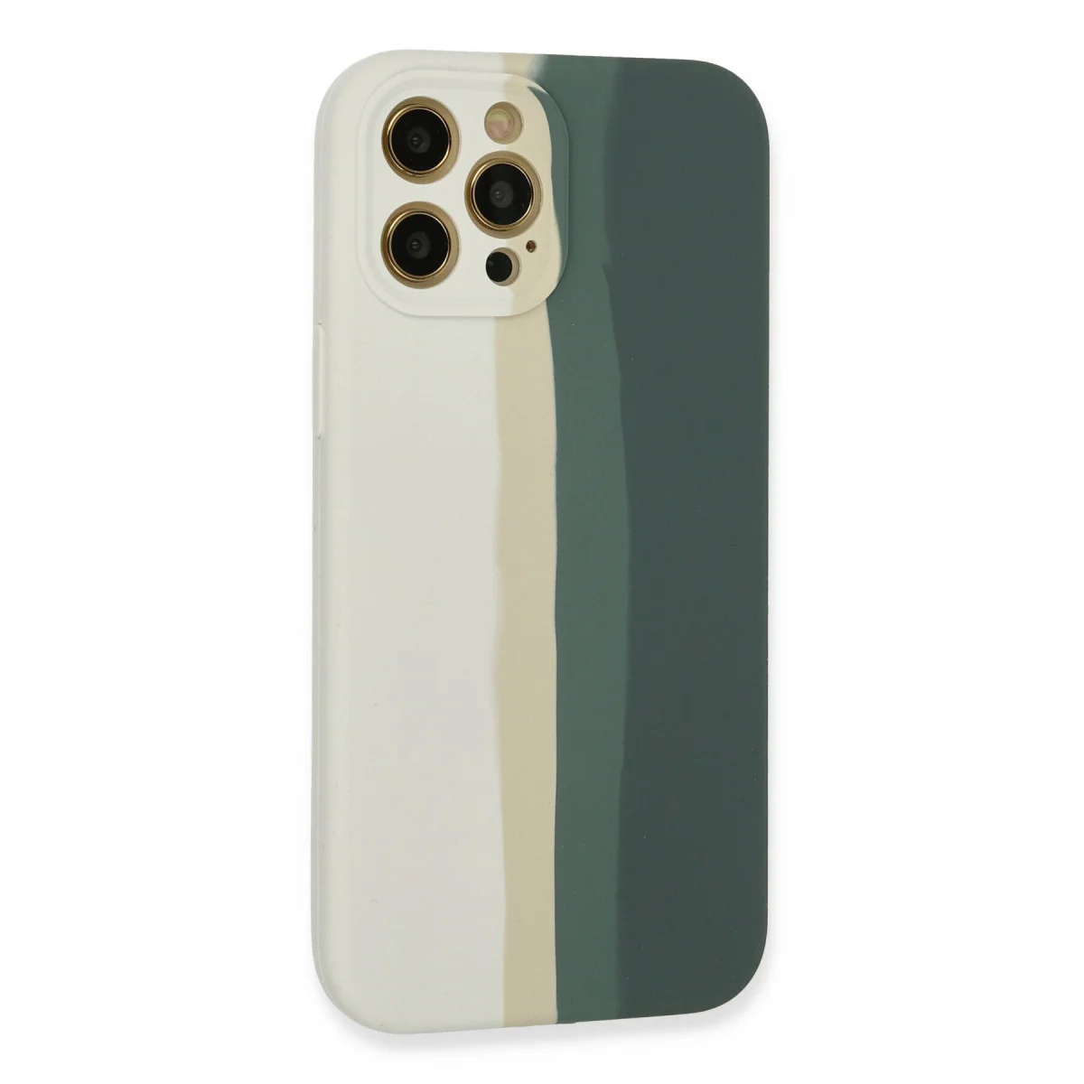 iPhone 12 Pro Kılıf Ebruli Lansman Silikon - Beyaz-Gri