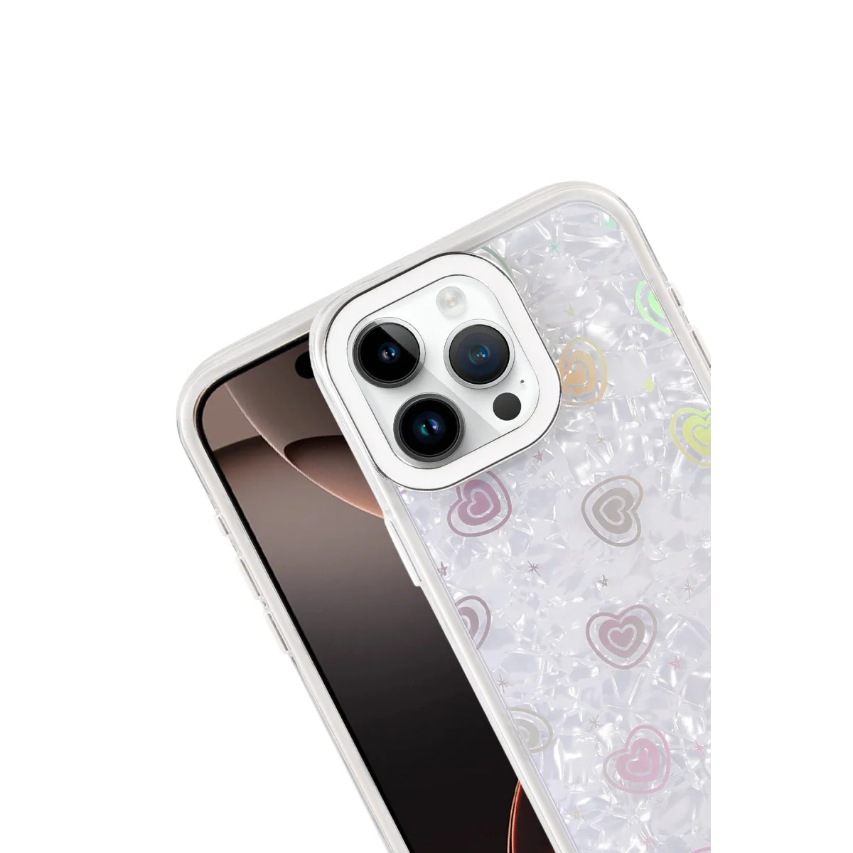 iPhone 16 Pro Lumi Desenli Kapak - Beyaz