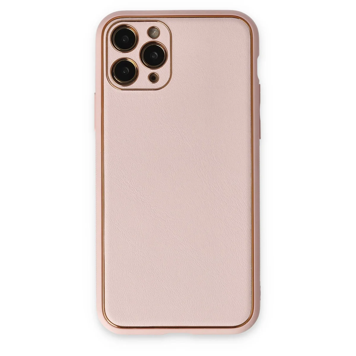 iPhone 11 Pro Max Kılıf Coco Deri Silikon Kapak - Pudra