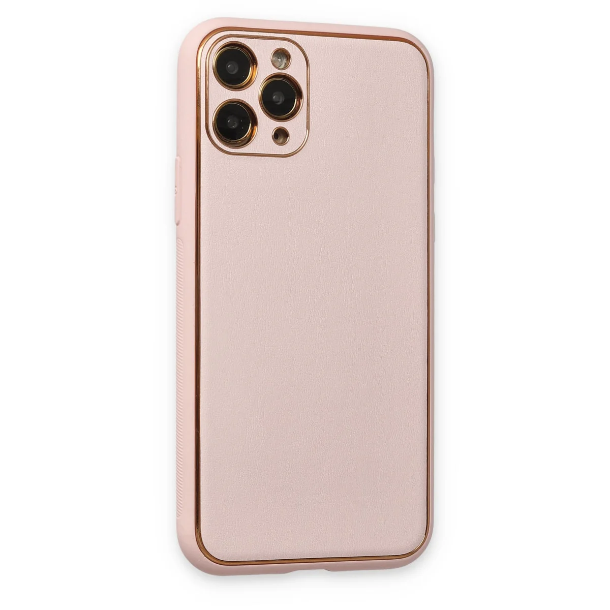 iPhone 11 Pro Max Kılıf Coco Deri Silikon Kapak - Pudra