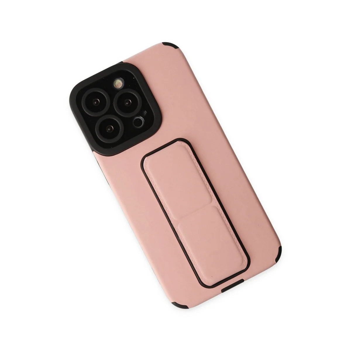 iPhone 13 Pro Kılıf Mega Standlı Silikon - Pudra