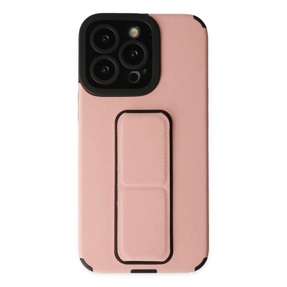 iPhone 14 Pro Kılıf Mega Standlı Silikon - Pudra