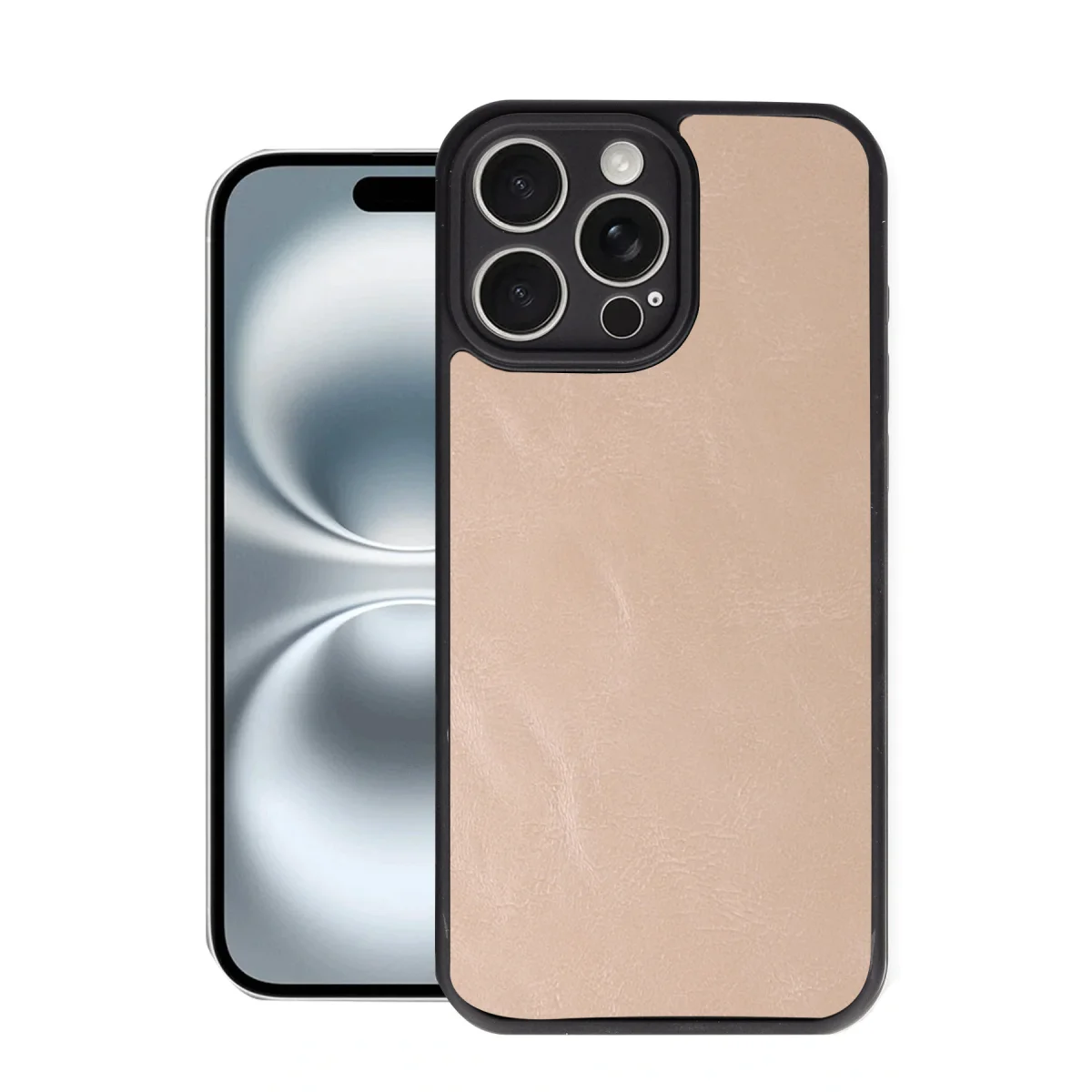 iPhone 16 Pro Max Kılıf Aras Deri Kapak - Pudra