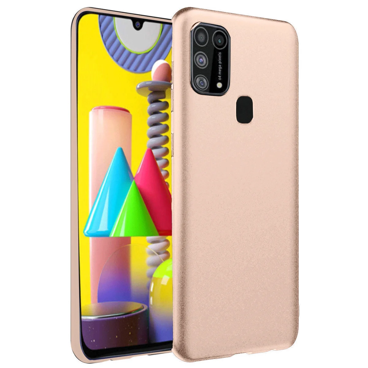 Galaxy M31 Kılıf Nano içi Kadife Silikon - Pudra