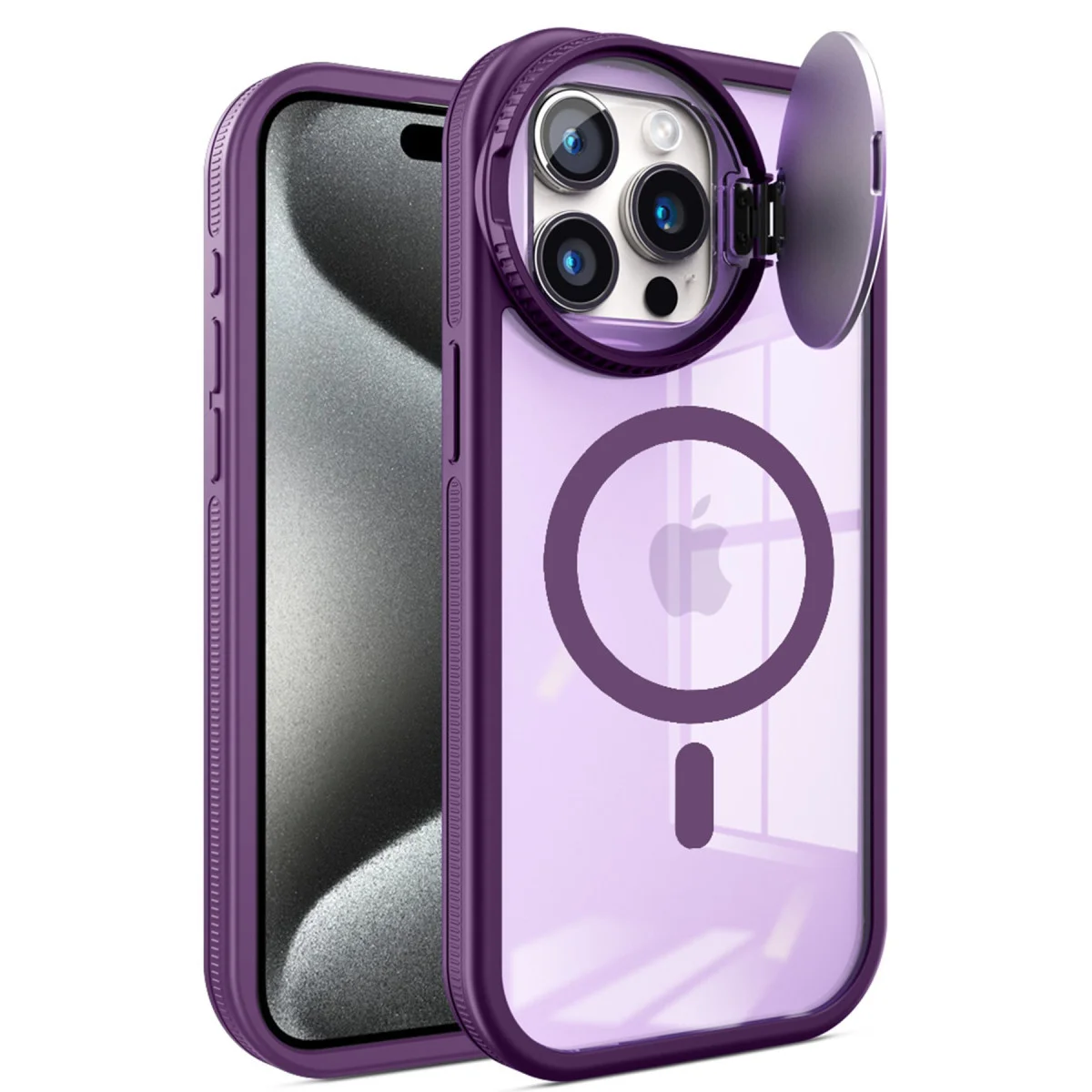 iPhone 14 Pro Max Kılıf Teleskop Lens Magsafe Silikon Kapak - Derin Mor