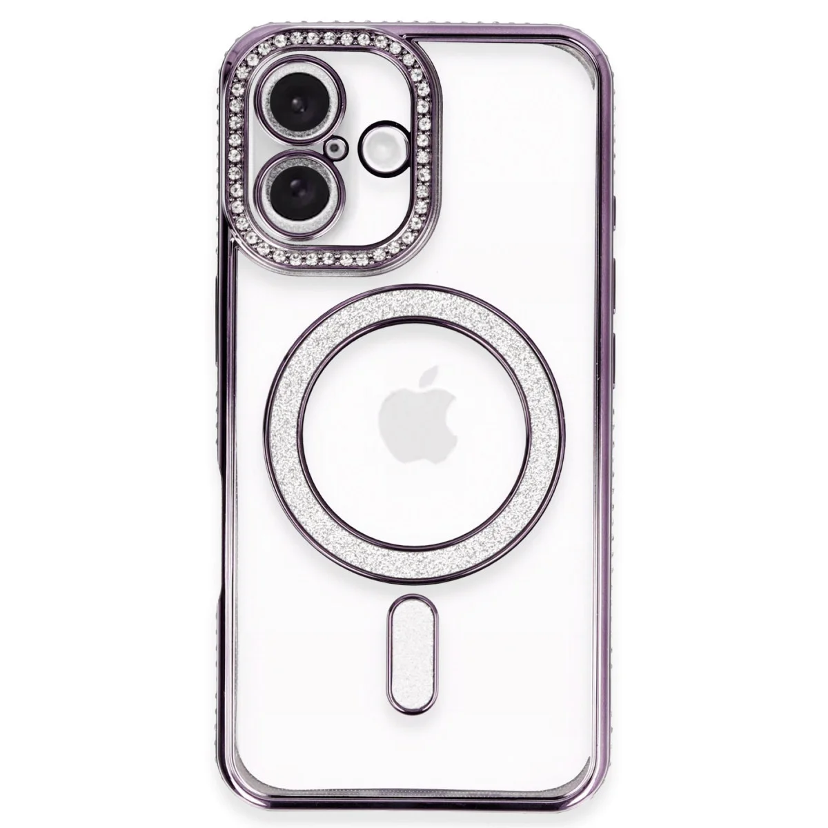iPhone 16 Kılıf Joke Simli Magneticsafe Kılıf - Derin Mor