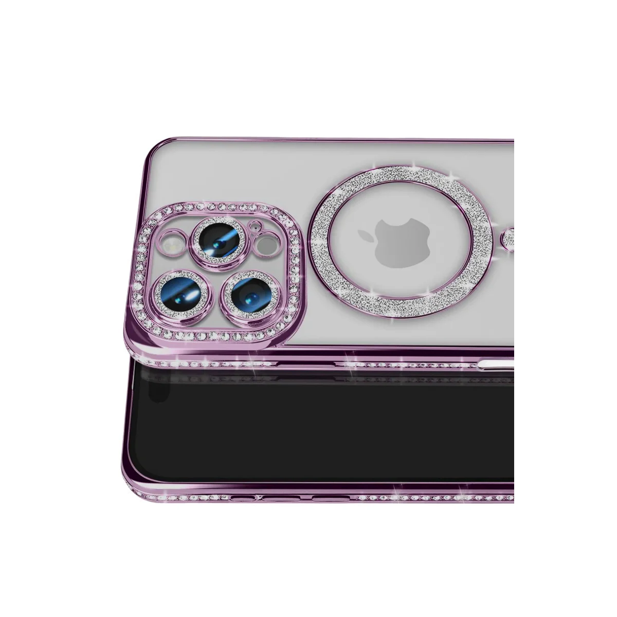 iPhone 16 Pro Max Kılıf Joke Simli Magneticsafe Kılıf - Derin Mor