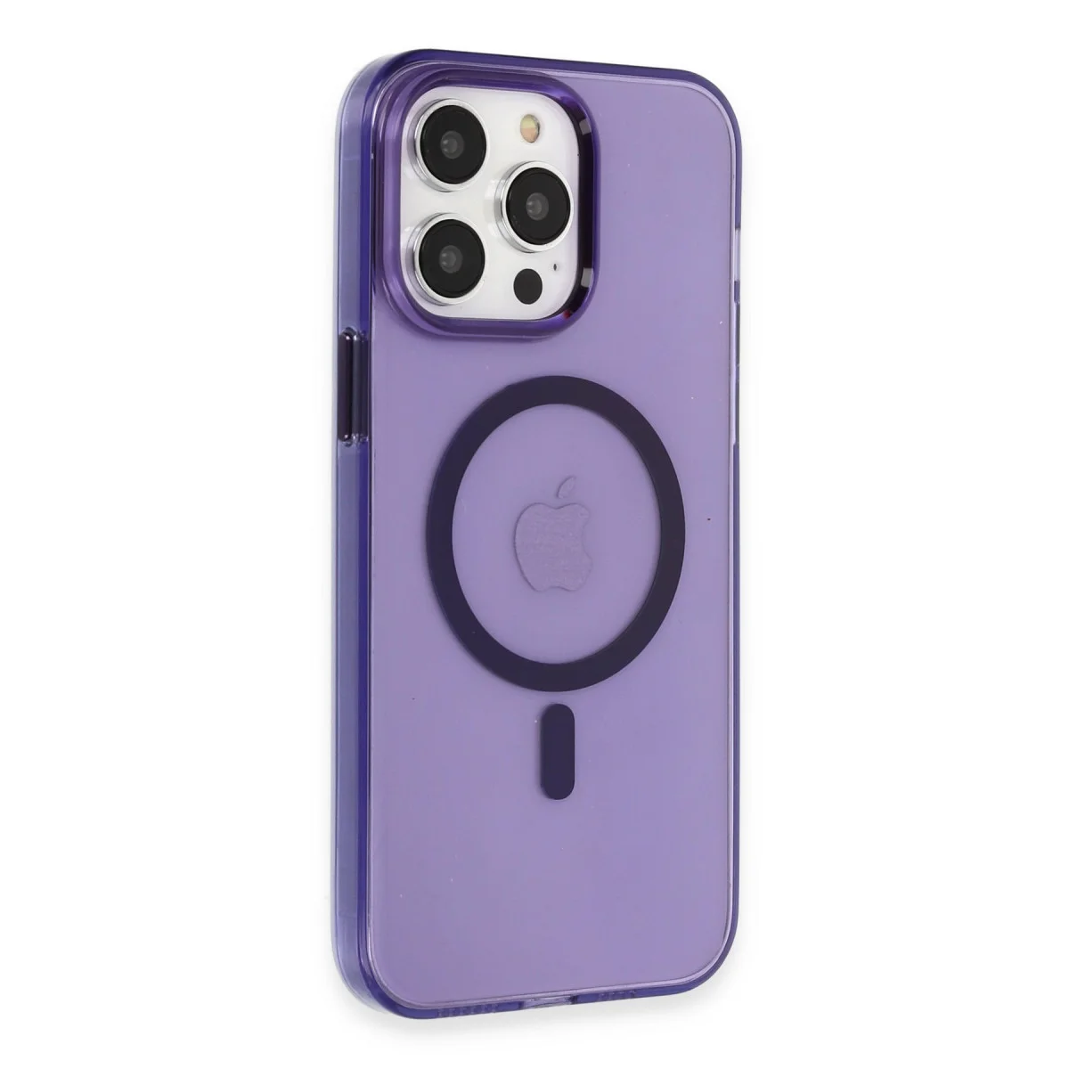 iPhone 14 Pro Max Kılıf Tron Şeffaf Magsafe Kapak - Derin Mor