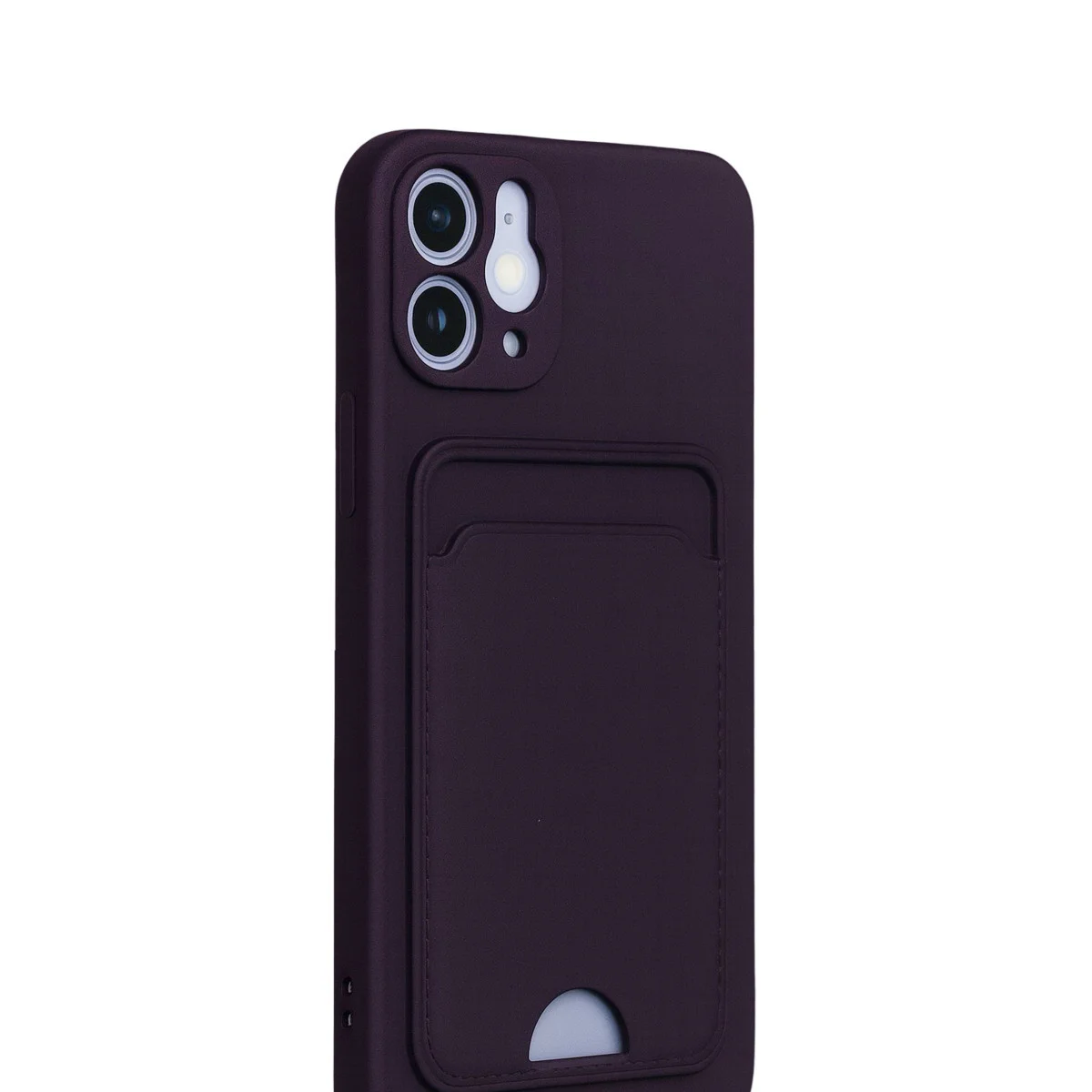 iPhone 12 Kılıf Kelvin Kartvizitli Silikon - Derin Mor