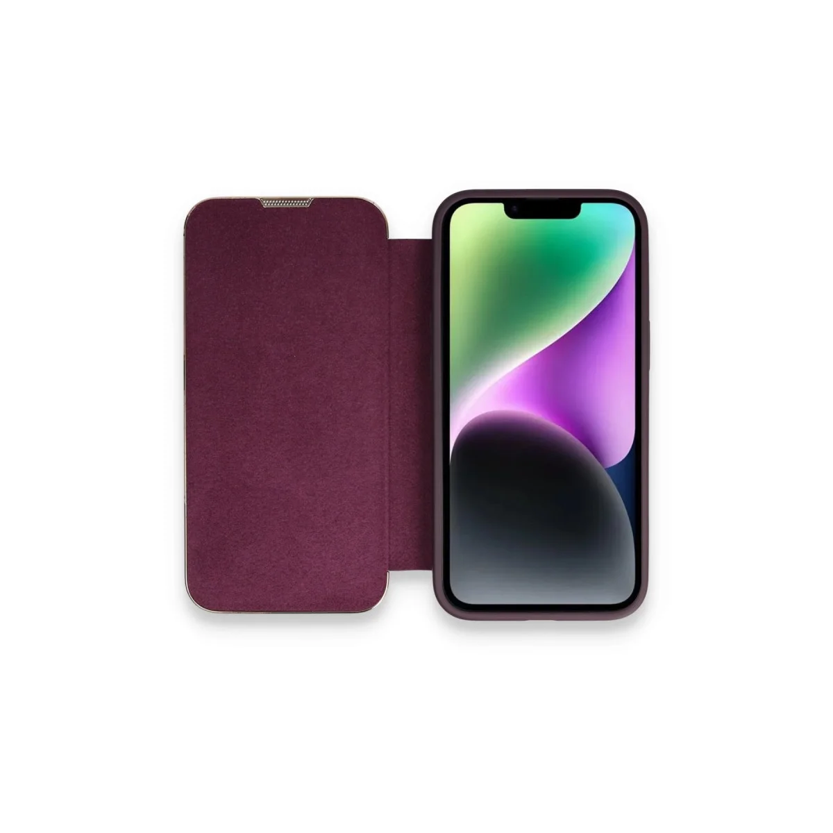iPhone 13 Pro Max Kılıf Dolpin Kapaklı - Derin Mor
