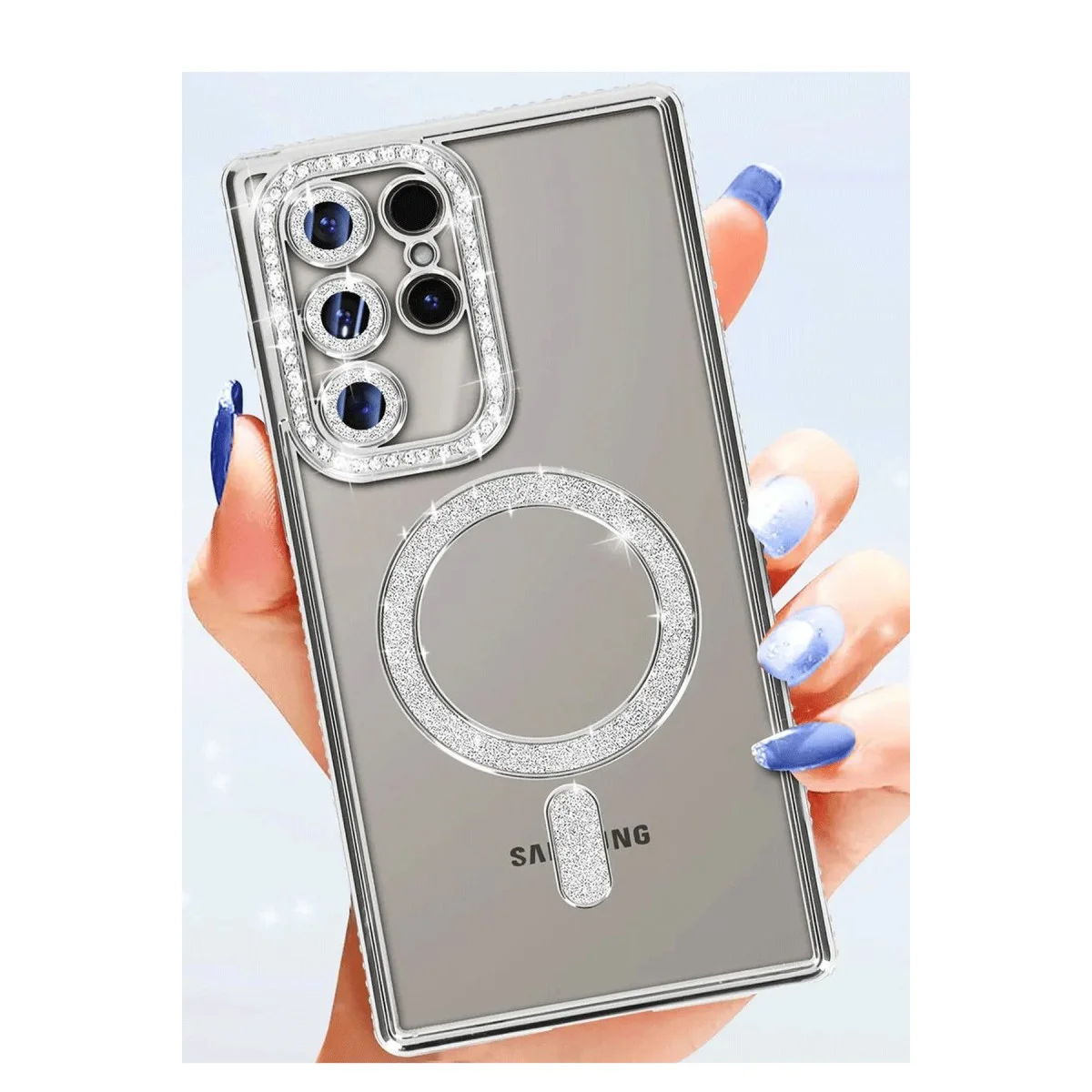 Galaxy S25 Ultra Kılıf Joke Simli Magneticsafe Kılıf - Derin Mor