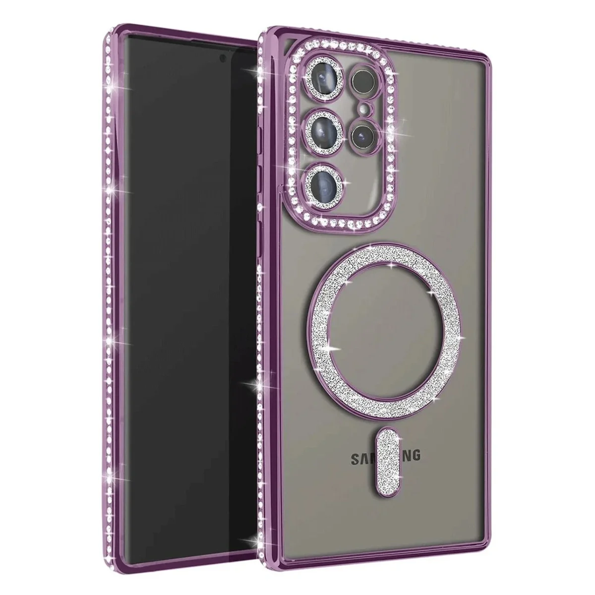 Galaxy S23 Ultra Joke Simli Magneticsafe Kılıf - Derin Mor
